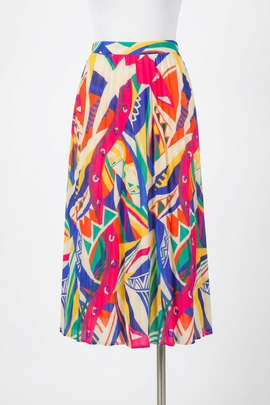 NEW FLYING TOMATO yours & mine woven midi skirt in ivory/fuchsia